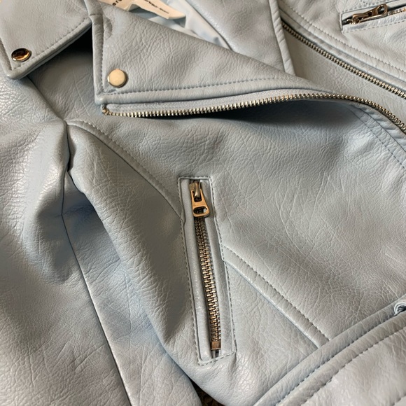 Baby Blue Vegan Moto Jacket Girls sz 5 like new - Picture 6 of 8